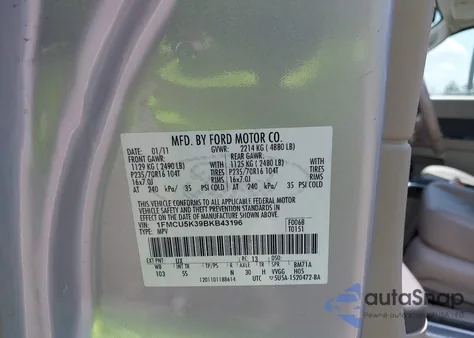 2011 Ford Escape Hybrid Limited from USA, damaged, VIN 1FMCU5K39BKB43196